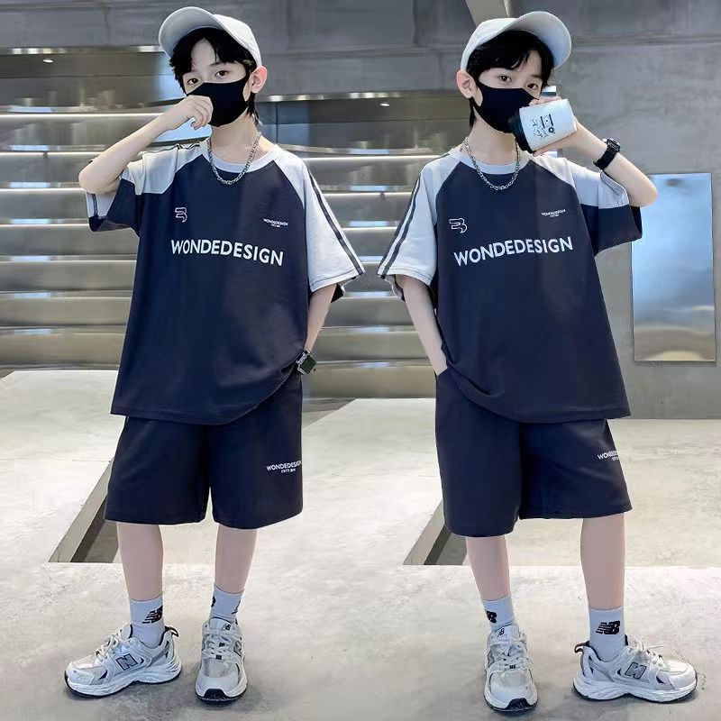 男童夏季套装2025新款中大儿童夏款时髦短袖洋气男孩运动酷帅夏装
