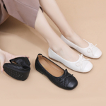 春季新款真皮软底芭蕾鞋浅口女平底蝴蝶结软底舒适通勤上班单鞋