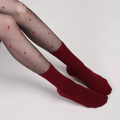 妖怪森林复古波点丝袜中筒袜穿搭