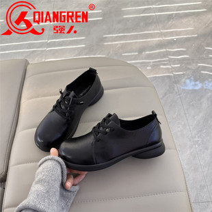 3515强人女鞋深口单鞋女低跟休闲鞋女2026春季新款加大码皮鞋女41