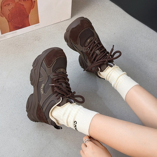 强人女鞋冬季加绒运动休闲女羊毛鞋厚底新款女老爹鞋保暖女棉鞋41