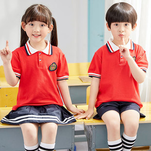 班服幼儿园园服纯棉英伦风毕业照服儿童演出服套装 小学生校服夏季