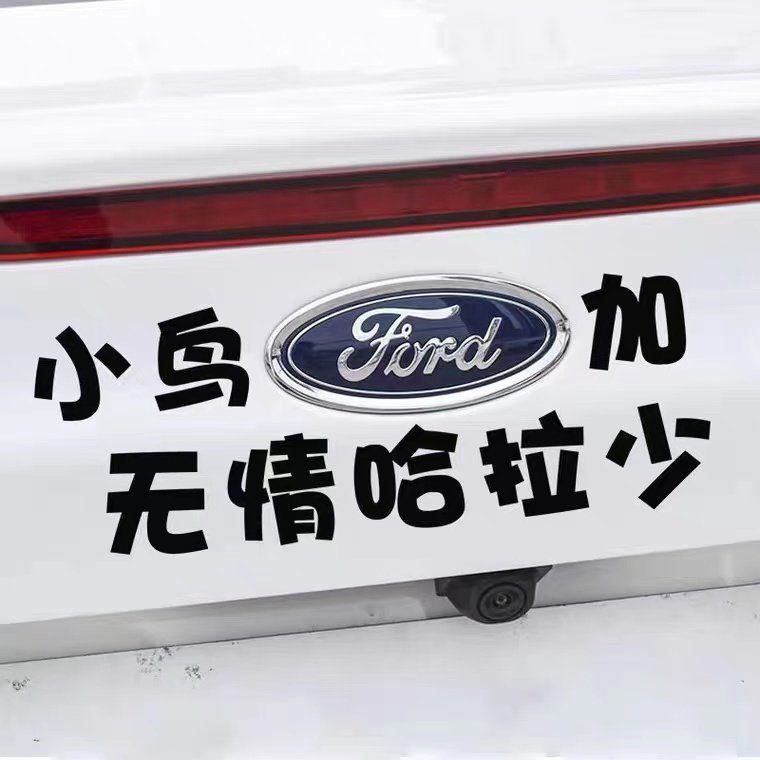 适用于福特福克斯车标通用创意恶搞文字贴纸小鸟福特加无情哈拉少