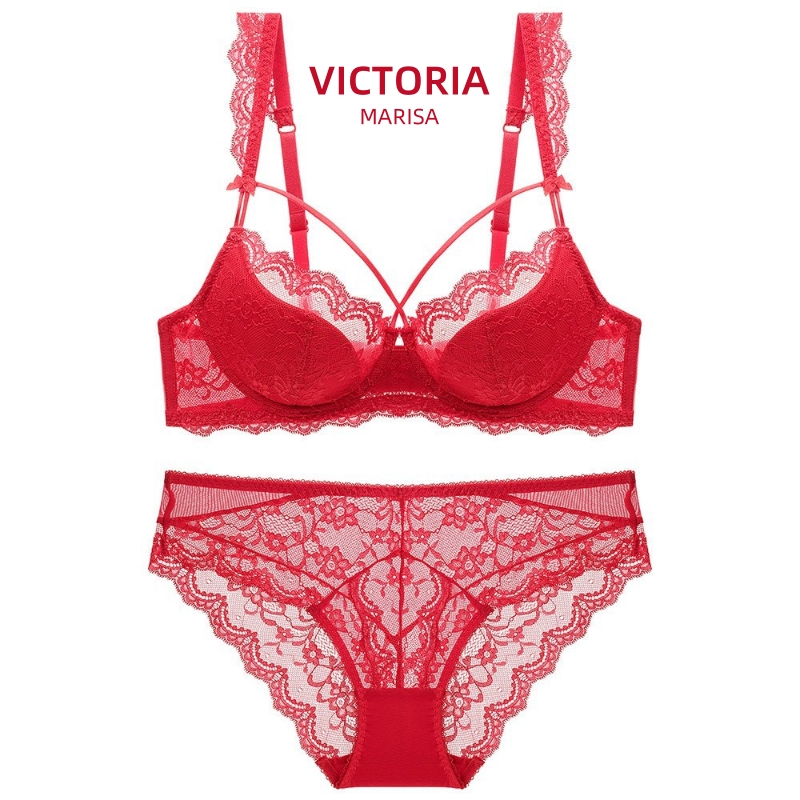 维多利亚红色本命年蕾丝大码文胸