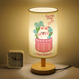 郁金香LED灯卡通小猫咪床头灯简约可爱小夜灯花朵文艺个性小台灯