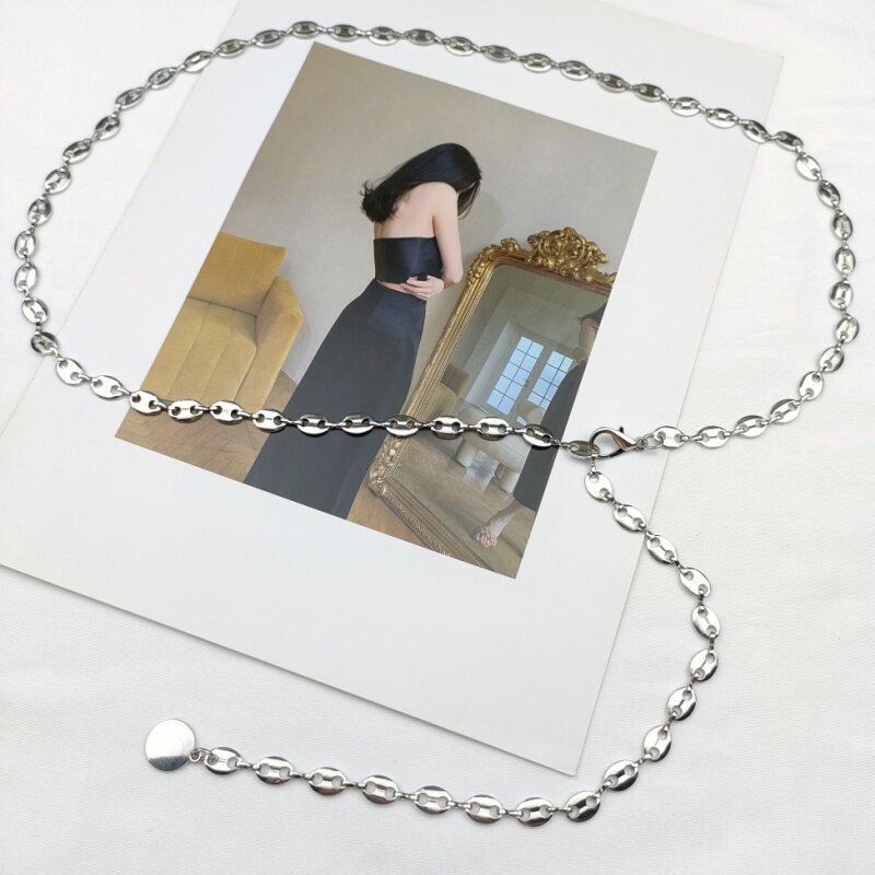 腰间链条配饰猪鼻子腰链细皮带女简约衬衫连衣裙配饰2025时尚百搭