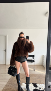 【零下10度都保暖】欧美短款时髦年轻款皮草短款外套秋冬毛毛大衣