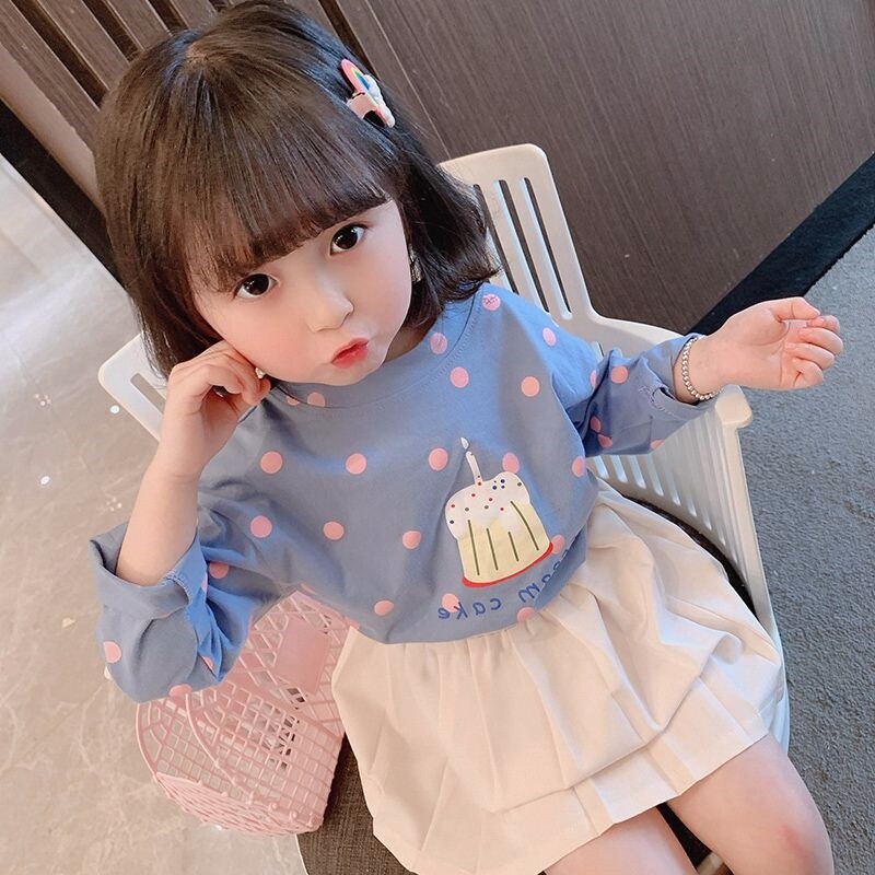 女宝宝含棉长袖2026春秋韩版3中小儿童装洋气卡通圆领上衣女童T恤