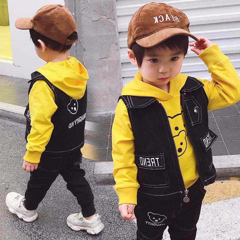 童装男童时尚休闲套装1-5岁男宝宝2小孩衣服春秋款3儿童三件套潮4