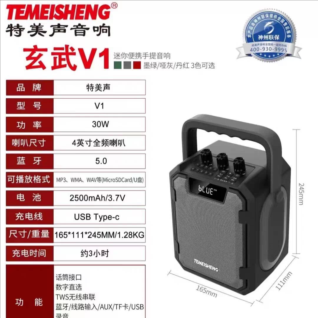 特美声V1手提充电音箱移动户外便携式无线蓝牙多功能大功率小音响