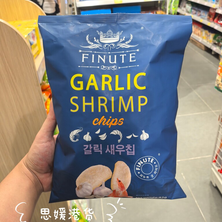 香港代购 FINUTE趣莱福韩国进口网红虾片袋装蒜味鲜虾片蟹片零食