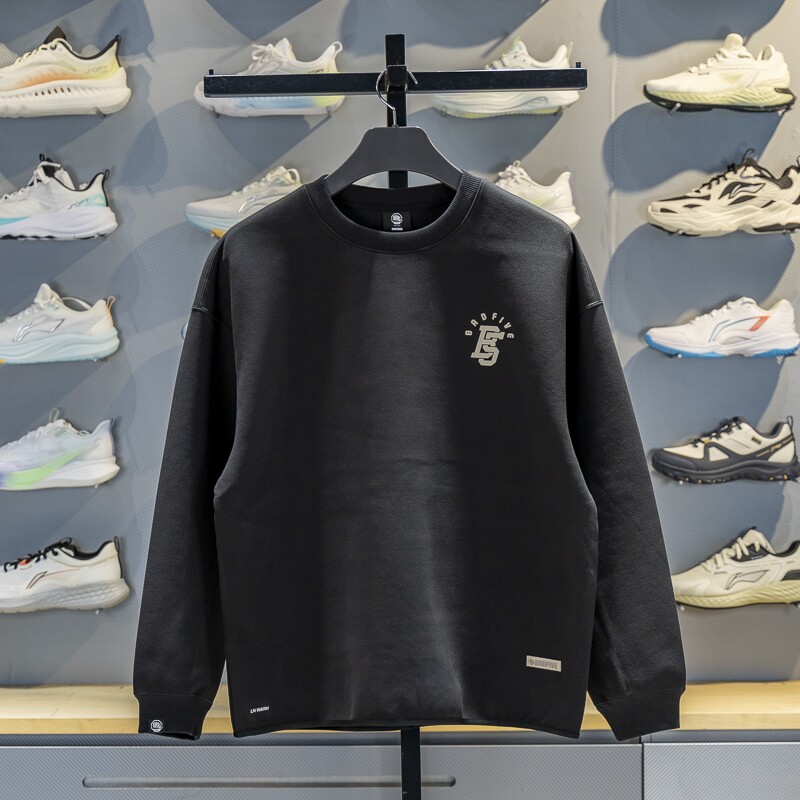 李宁男子圆领宽松舒适套头卫衣