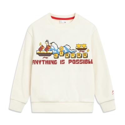 李宁儿童圆领加绒保暖套头卫衣