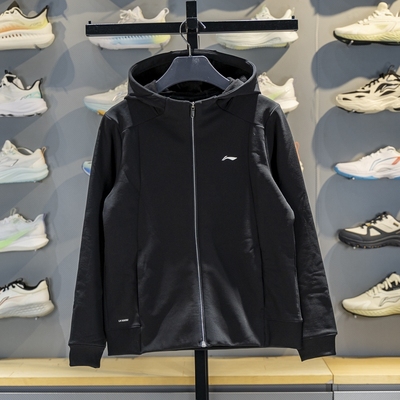 李宁女子连帽加绒保暖针织外套