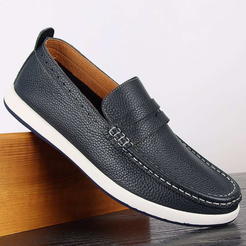 豆豆鞋真皮男鞋软面软底高端潮流懒人驾车鞋休闲皮鞋男士外贸原单