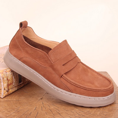 2026新款男士巴旦木休闲一脚蹬软底工装鞋头层牛皮轻便勃肯鞋子男