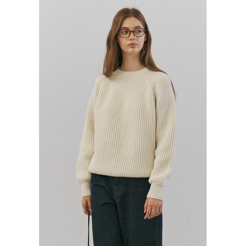 LINHOUSE圆领复古宽松杂色毛衣