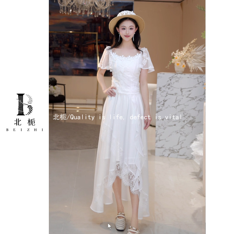 【谜语仙境】夏季新款-方领花朵短款上衣裙子套装 816202