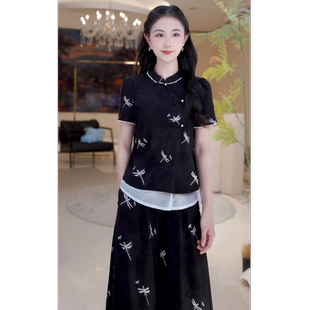 【夏末蜻蜓】时尚蜻蜓印花长裤短裙套装814853+814854+814855