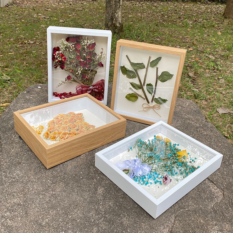 手工diy立体5cm蝴蝶标本框创意桌面实木质中空3cm干花相框摆台