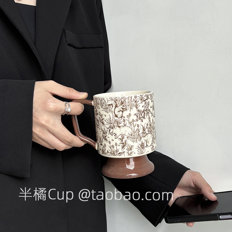 棕色狐狸高脚杯马克杯礼盒