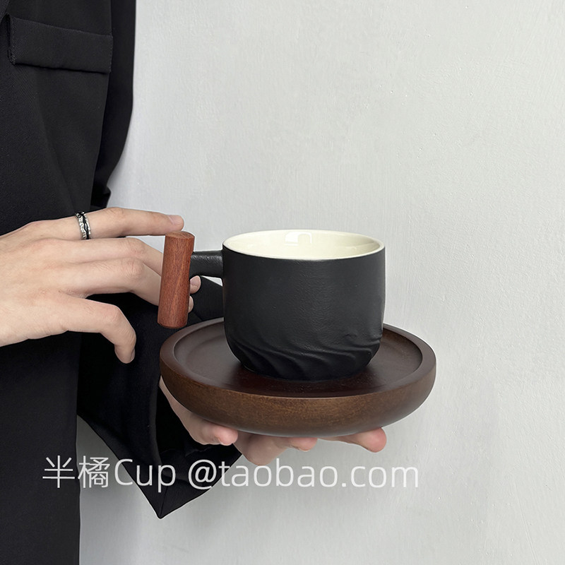 復古黑木手柄咖啡杯禮盒