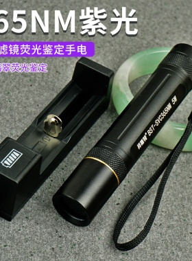 拜斯特5w便携紫光365nm手电筒琥珀蜜蜡UV荧光手电可USB充电