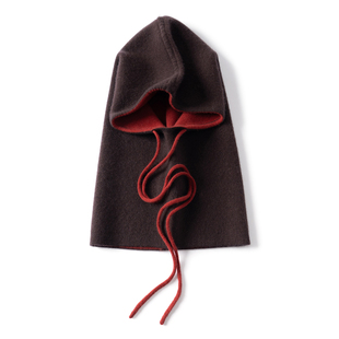 加厚巴拉克拉法帽100%纯山羊绒帽子围巾一体双面连帽围脖男女通用