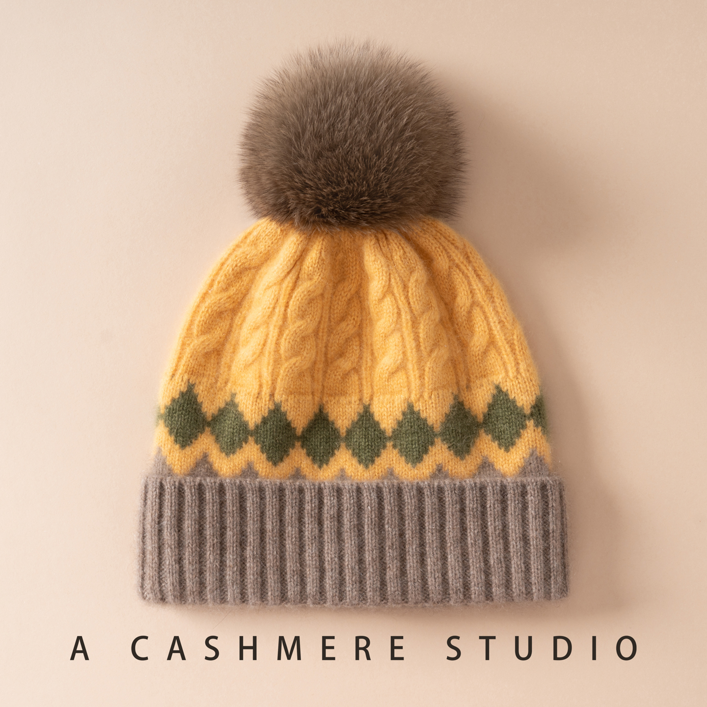 提花100%纯山羊绒儿童帽男女宝宝