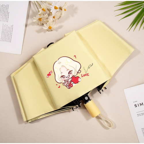 田小娟周边i-dleQ版手动晴雨两用伞黑胶防晒遮阳伞出游通勤便携