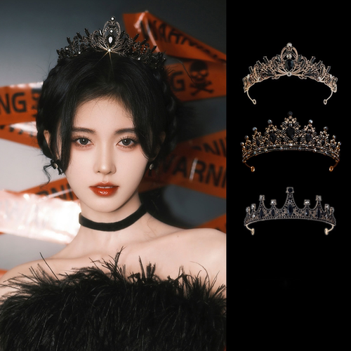 鞠婧祎同款黑色复古皇冠发饰