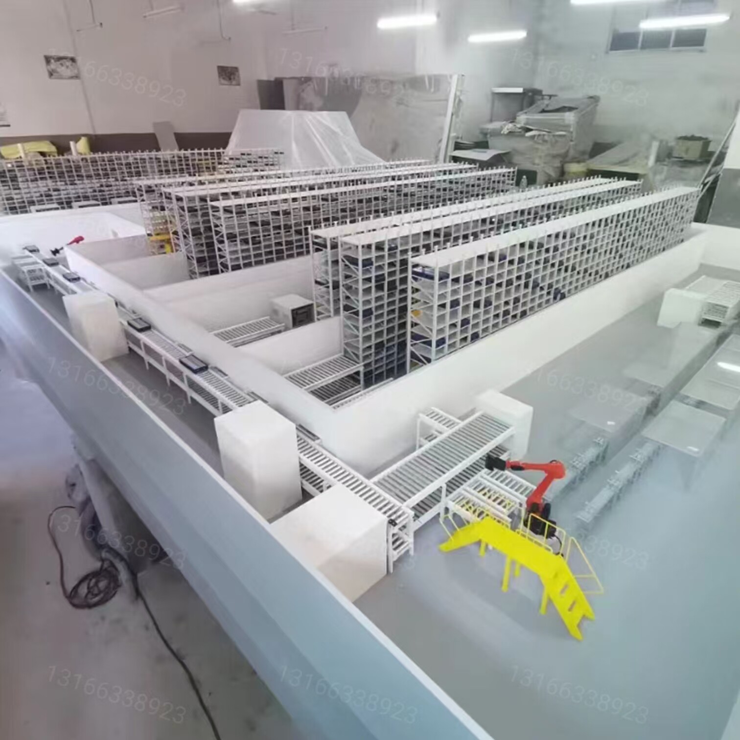 双立柱堆垛机起重机模型 智能化立体仓库模型 AGV小车穿梭车模型