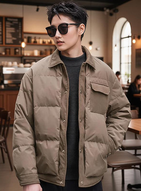 新款男士拼接轻薄羽绒服韩版百搭短款宽松外套88353