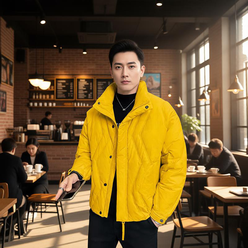 25089冬季立领羽绒服男士外套百搭潮流时尚休闲设计感保暖羽绒衣