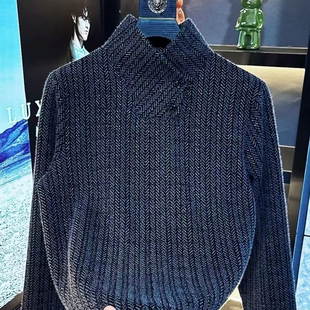 【高档轻奢】2025秋冬季男士纳帕领时尚潮流卫衣修身保暖打底衫