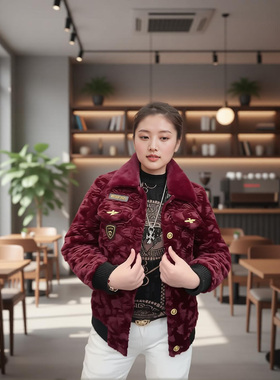 欧货轻奢男士秋冬纯色翻领保暖加绒时尚休闲大金貂夹克外套D89071