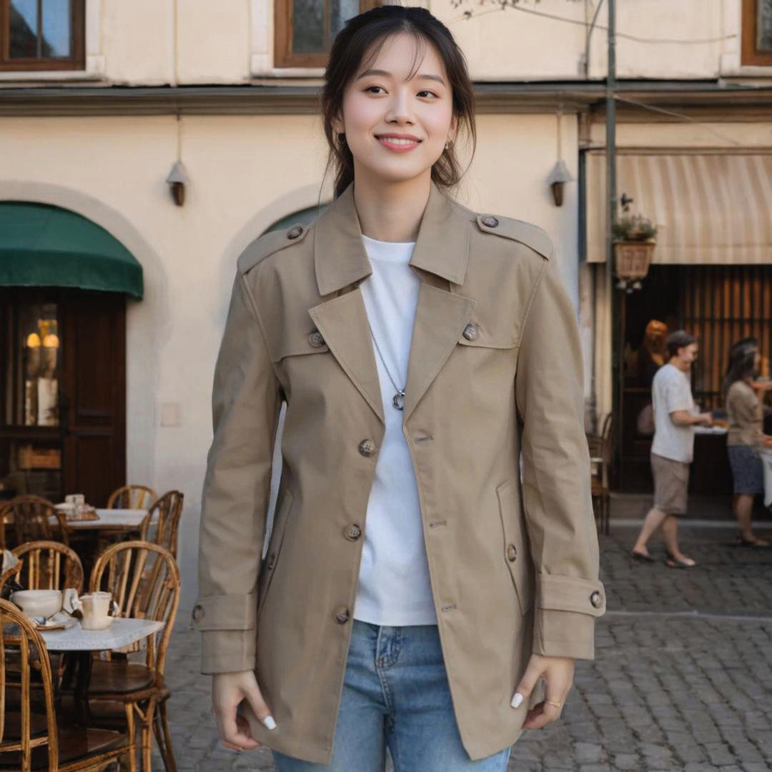 秋冬新款男士休闲西装领风衣夹克英伦风中长中青年时尚外套