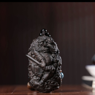 沉香达拉原木立体雕刻新款钟馗抓五鬼车载家居镇宅手把件挂件