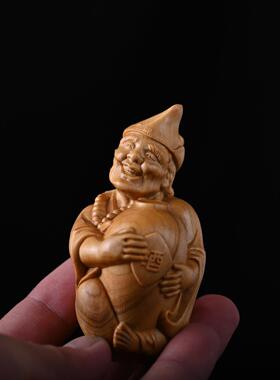 崖柏木雕刻活佛济公抱酒坛醉酒摆件男士文玩手把件实木工艺品摆件