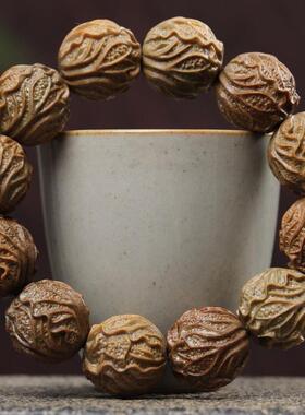 阿根廷绿檀木雕刻手串白菜百财招财纳福文玩手链天然原创设计