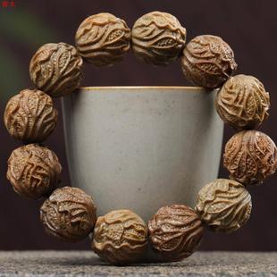 阿根廷绿檀木雕刻手串白菜百财招财纳福文玩手链天然原创设计