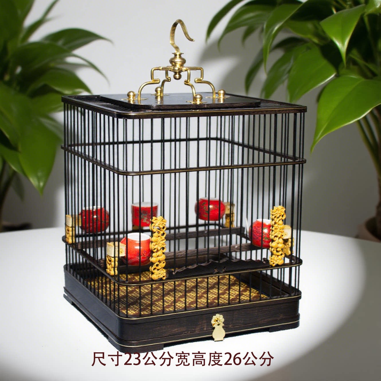 红子贝子绣眼靛颏蜡嘴金青铜嘴鸟笼红木乌木黄花梨鸟笼方笼紫竹丝