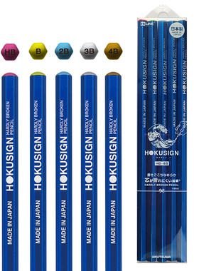 日本KUTSUWA浮世绘师HOKUSIGN六角木头高级书写绘画铅笔HB 北斋蓝