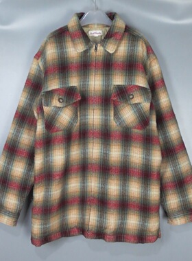 Vintage 古着正品redwoods中古90年代秋季美式格子薄夹棉衬衫外套