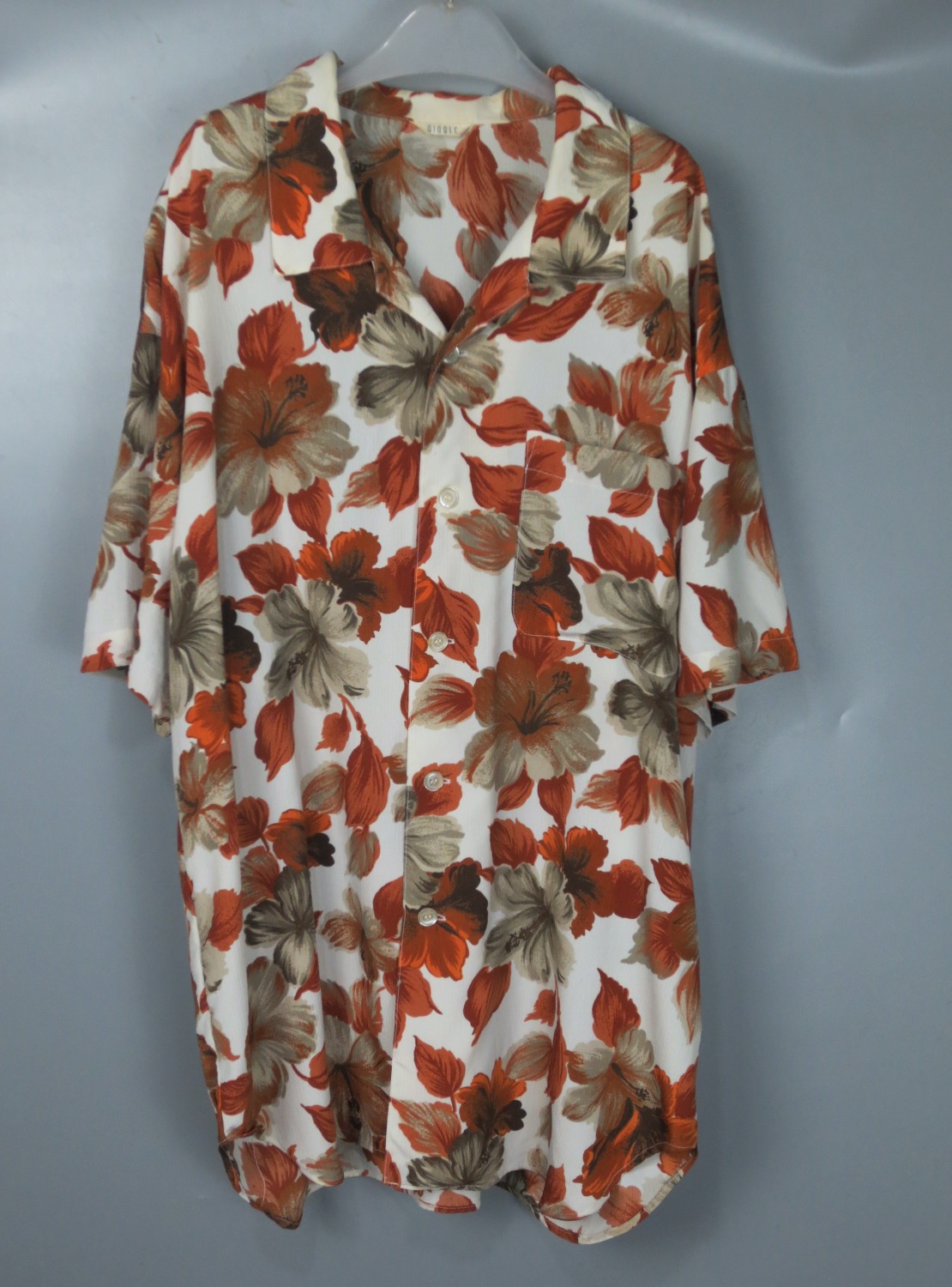 Vintage古着正品中古90s日本夏季红色大花宽松夏威夷翻领短袖衬衫