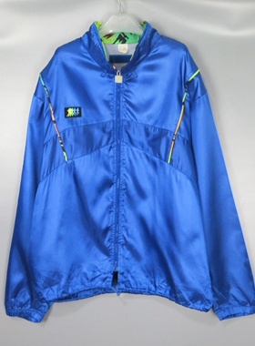 Vintage 古着正品90年代蓝色亮面纯色薄款运动服夹克外套