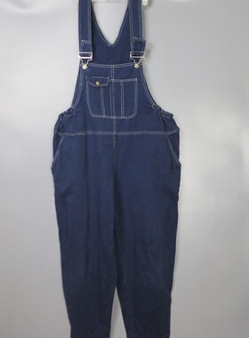 Vintage 古着正品中古80年代深蓝色oversize嘻哈街舞牛仔背带裤