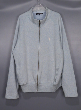 Vintage 古着正品90年代中古浅蓝色女款纯色运动开衫卫衣外套