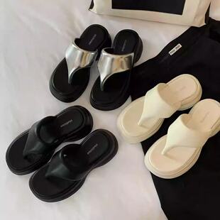 小个子时髦厚底增高踩屎感夹脚人字拖鞋 鞋 秋 葡萄妈同款 现货秒发