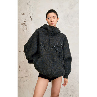 复古慵懒风宽松廓形毛衣外套上衣新款 原创设计款 暗夜星空 洛边